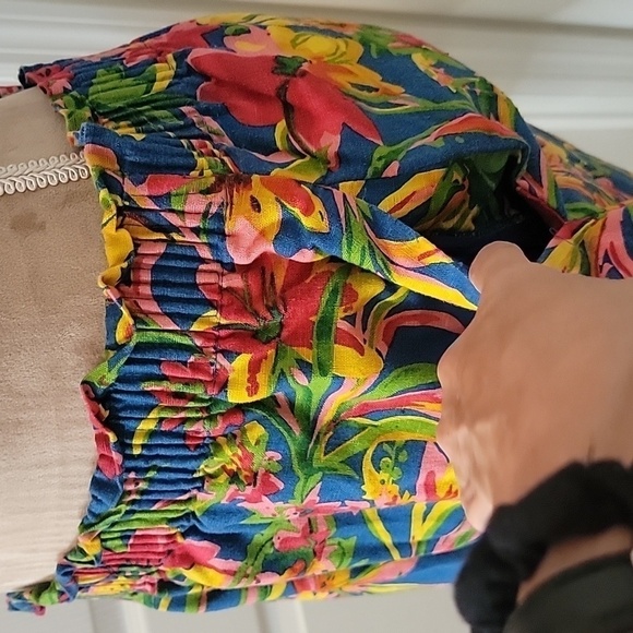 J. Crew, Size 10 Tropical Floral Skirt, Elasticized Waistband, Linen Blend, EUC - Picture 2 of 11